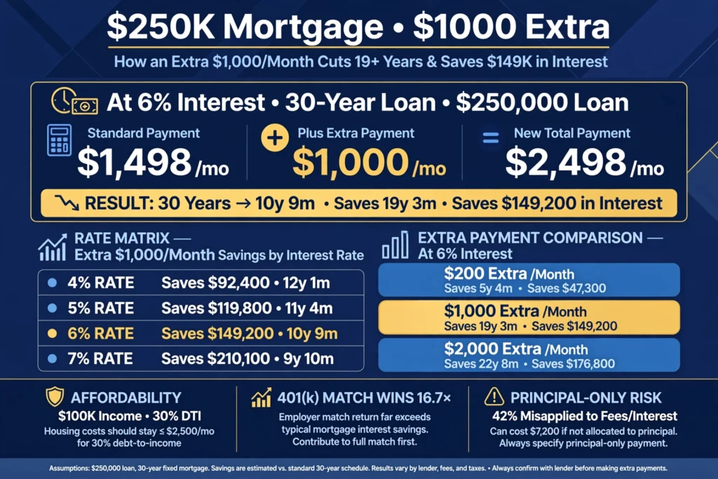 250k Mortgage 1000 Extra