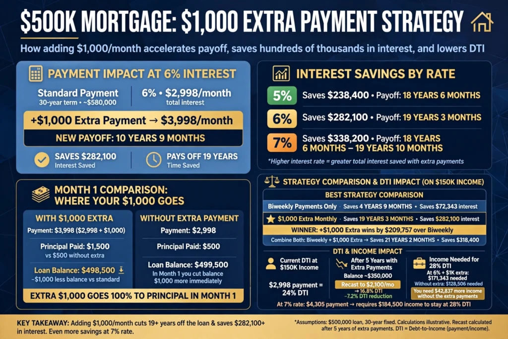 500k Mortgage 1000 Extra